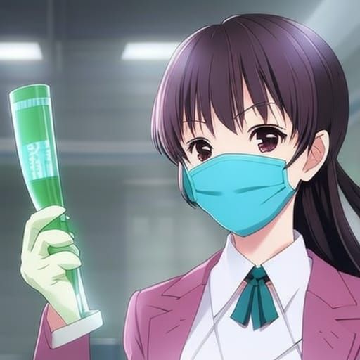 Anime Style: Old Female Dentist with Mask