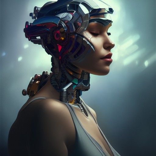 Hyperdetailed Cyborg Angel Portrait in Unreal Engine 5