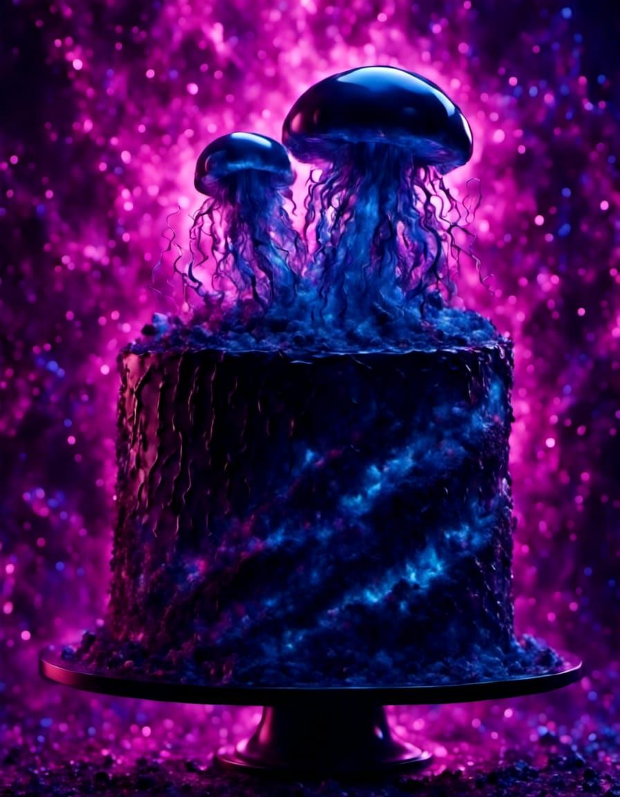 Bioluminescent Jellyfish Crystal Cake in Deep-Sea Theme