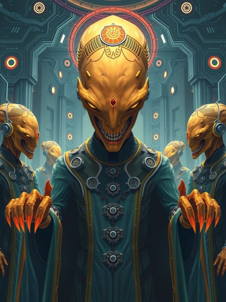 Cybernetic Overlords in a Futuristic Hierarchy