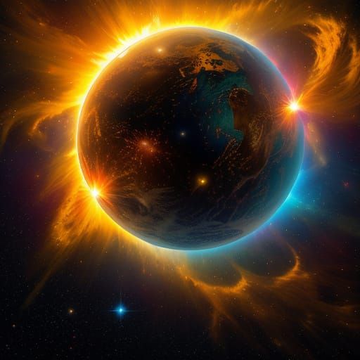 Hyperrealistic Sun in Space Concept Art