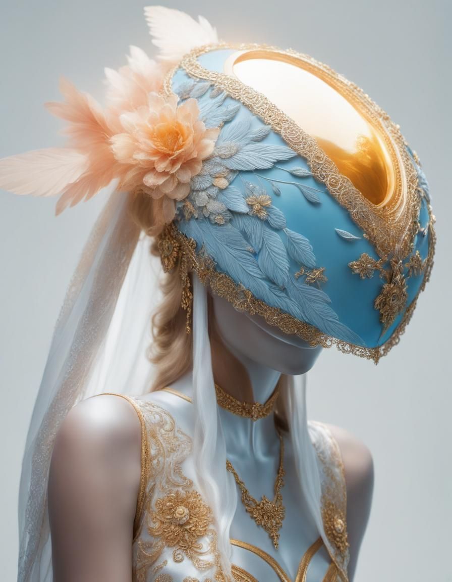 Angelic Woman with Golden Halo, Detailed Digital Art