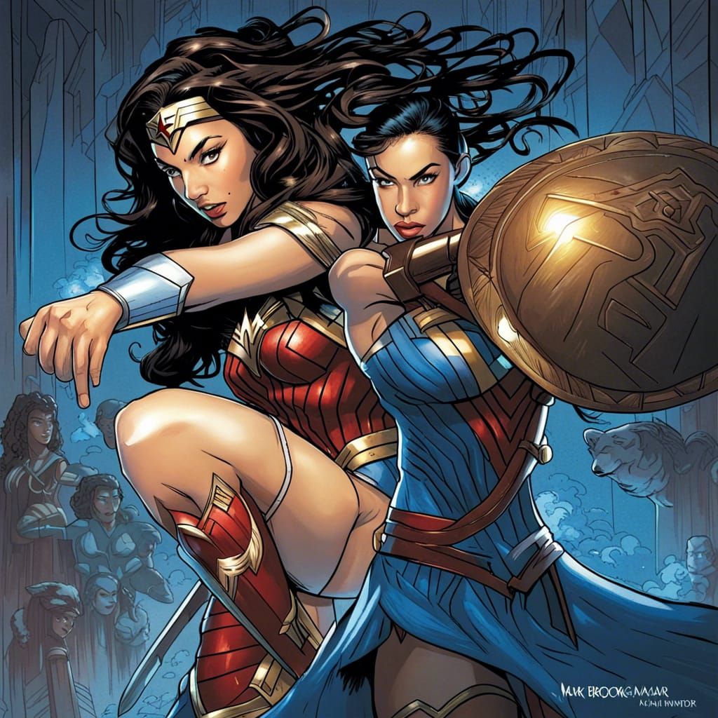 Wonder Woman and Katara: Comic Book Art