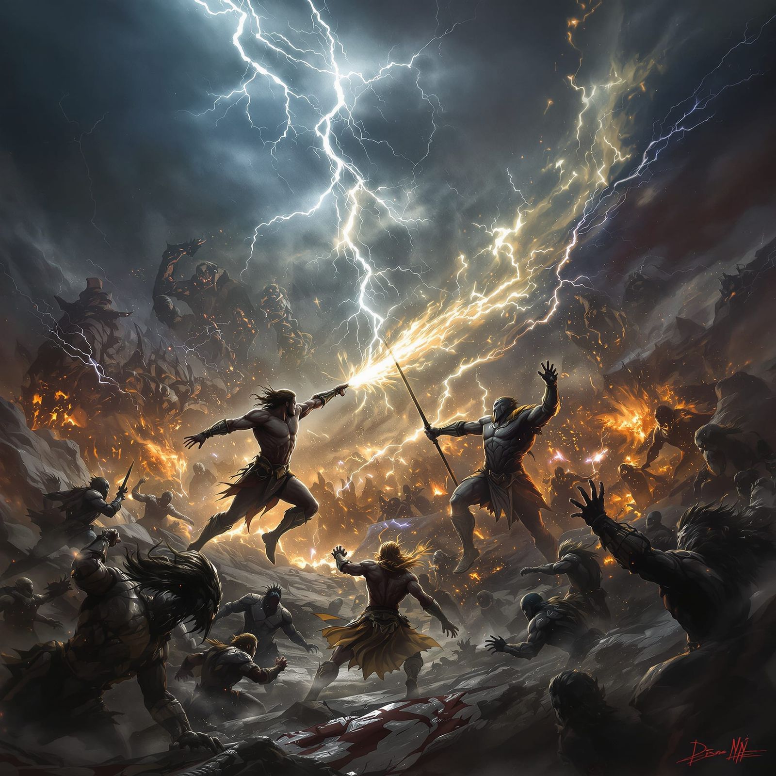 Gods and Titans Clash in Epic Dark Fantasy Battle