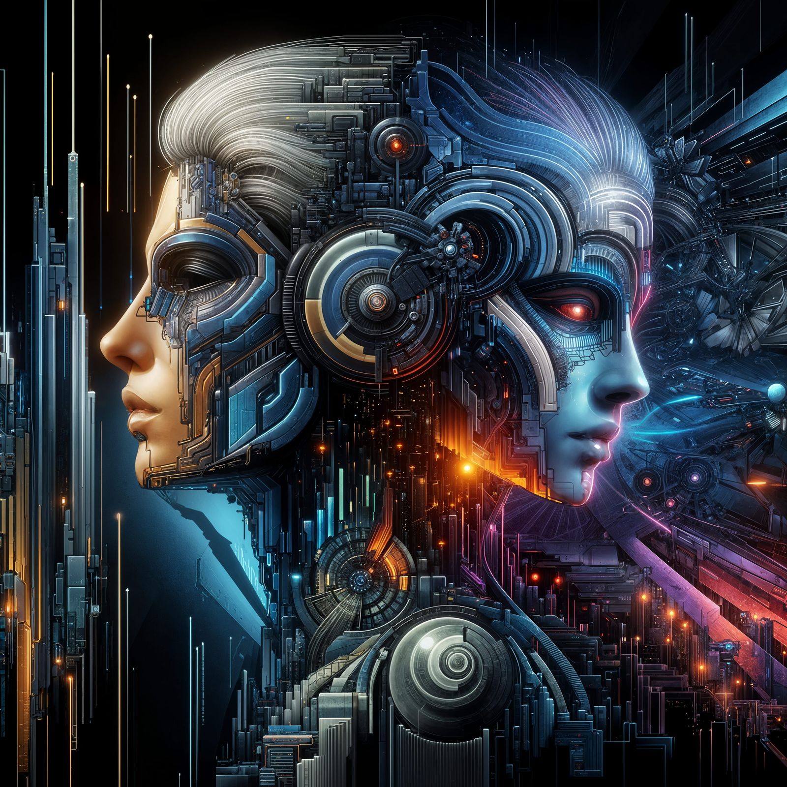 Cyberpunk Art Deco Female Digital Art