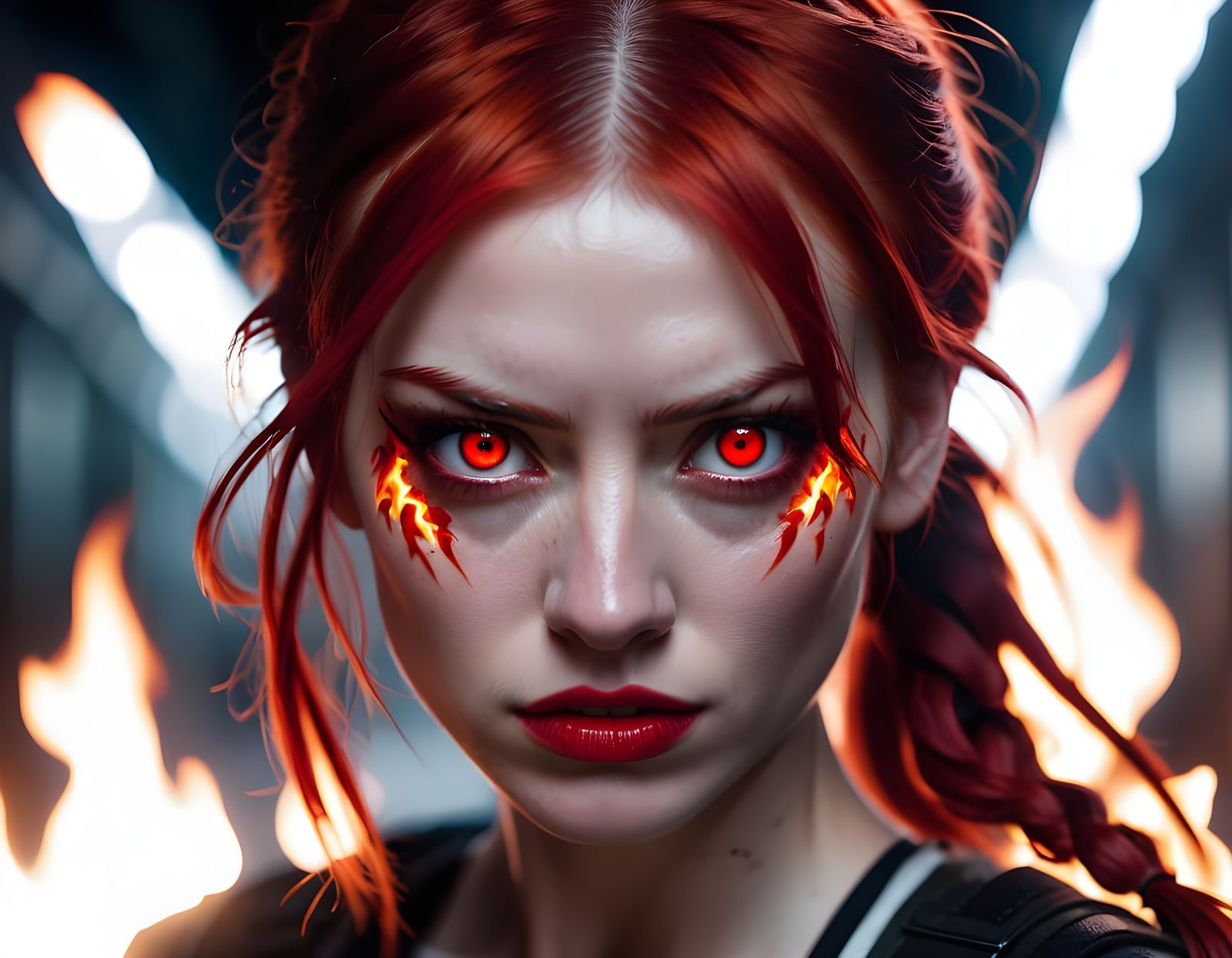 Burning Red Eyes: Extreme Close-Up Portrait