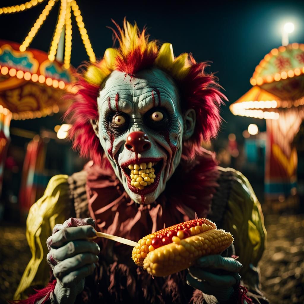 Zombie Monkey Clown in Abandoned Carnival