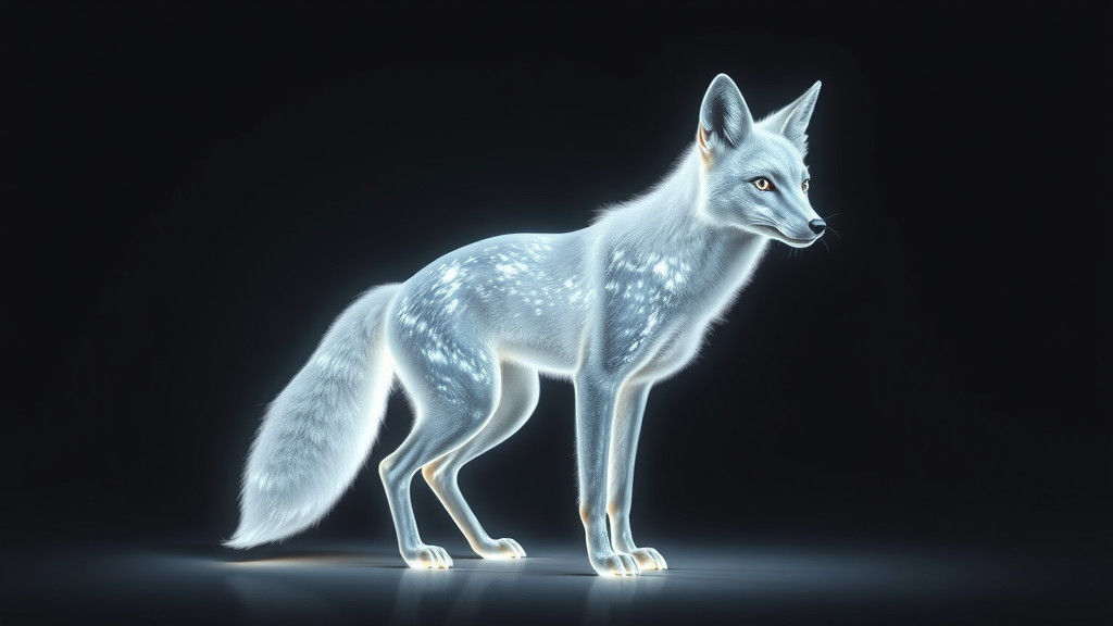Luminescent Fox in Infinite Void with Bioluminescent Skin