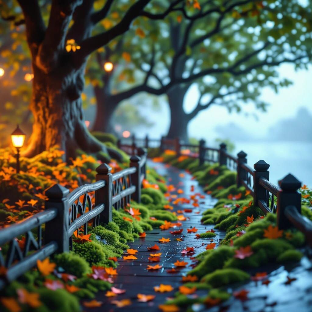 Ethereal Moonlight Path Through Mossy Trees