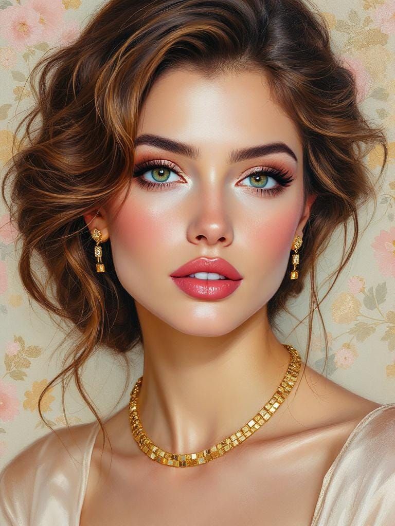 Beautiful Woman Portrait in Neo-Impressionism Style