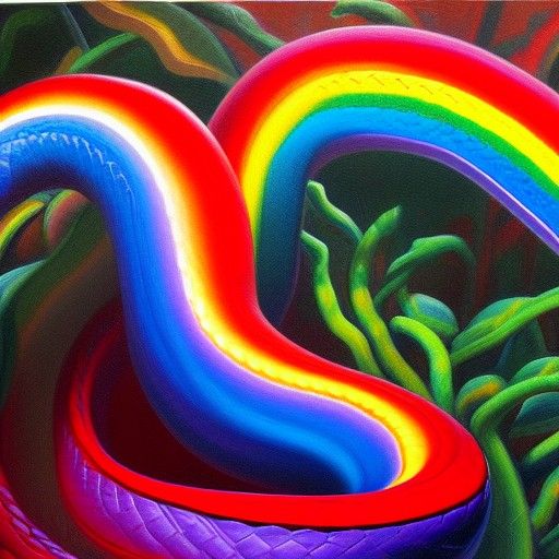 Rainbow Snake: Oil Painting in Gurney Style