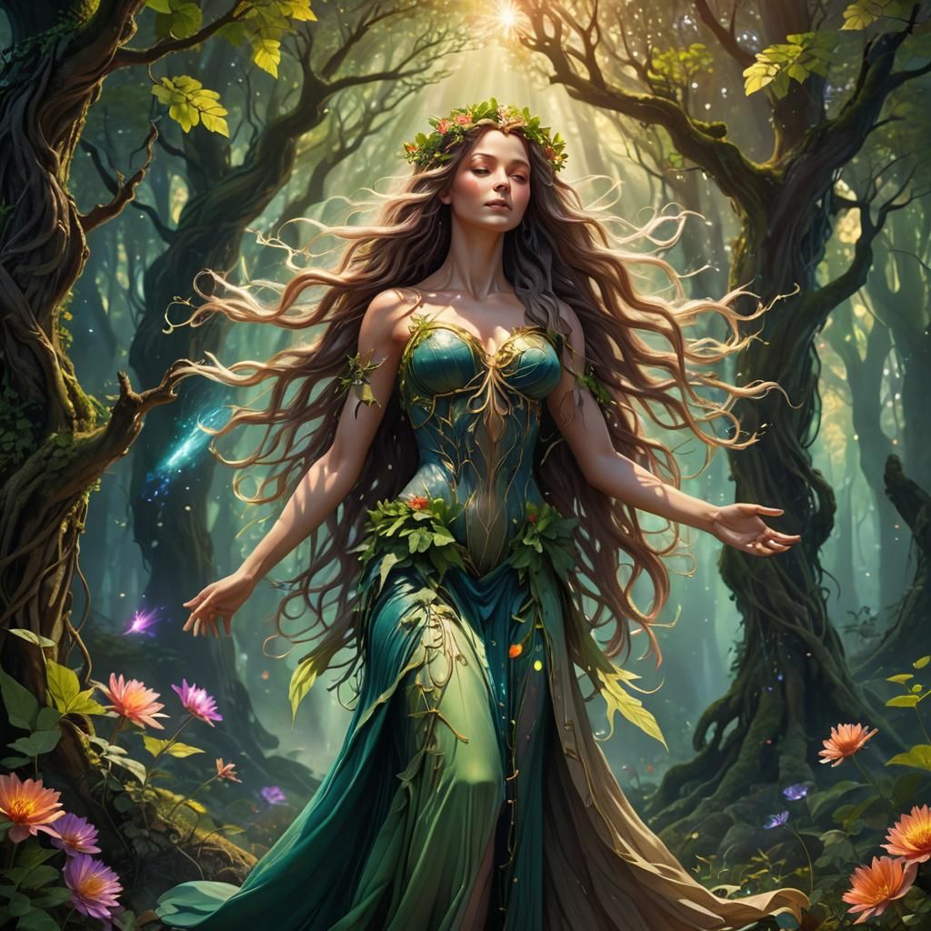 Gaia, Goddess of Nature, in 3D Rendering