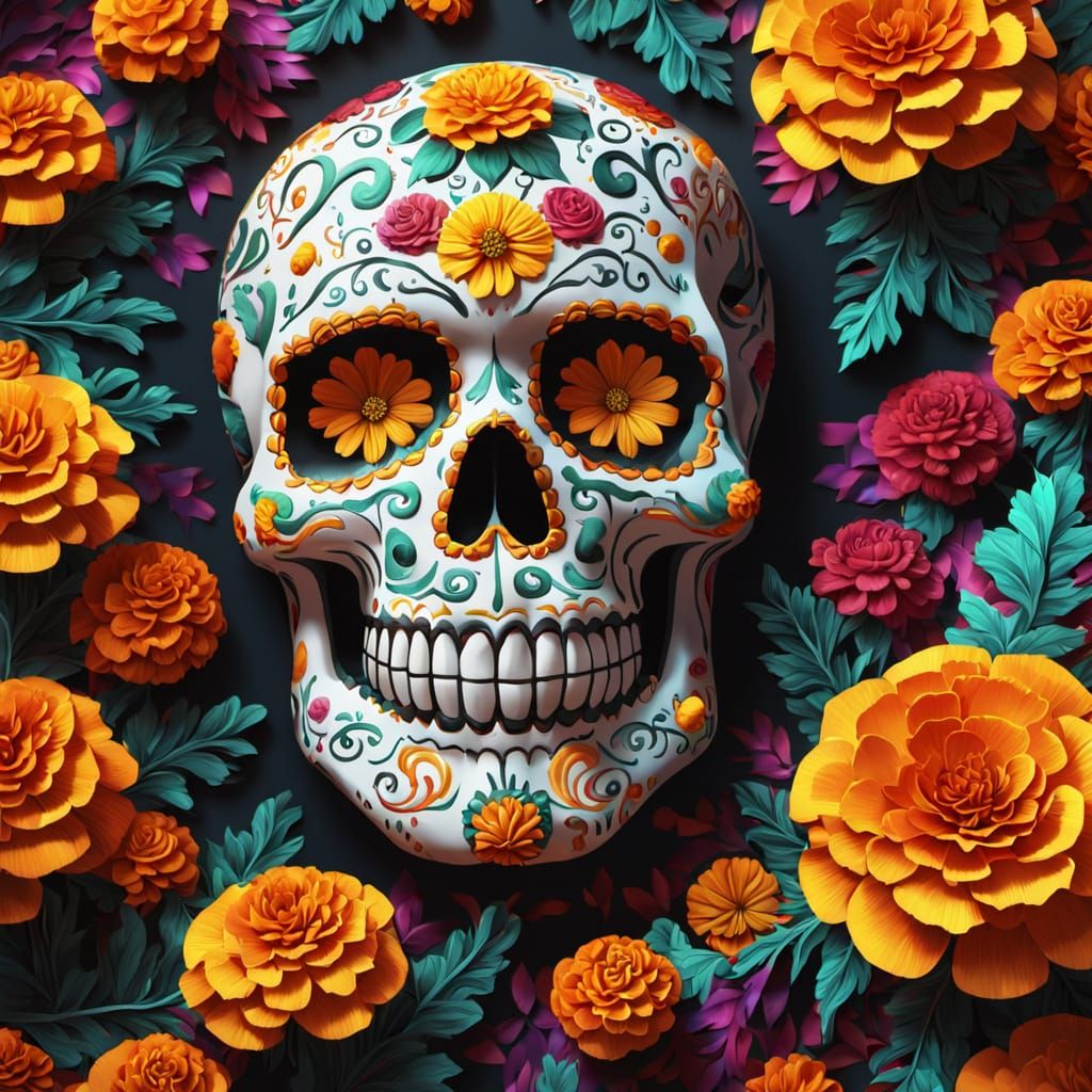 Day of the Dead Christmas Tree with Sugar Skulls