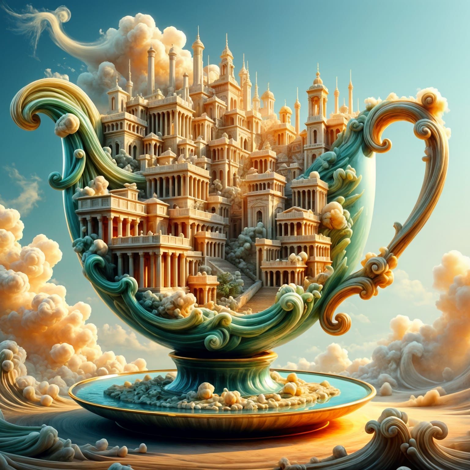 Roman City in Glass Teacup: Detailed Architecture