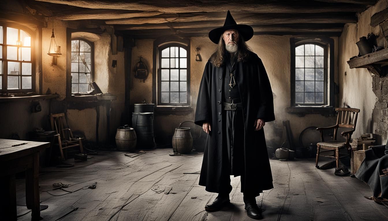 Medieval Witch Hunter Portrait in Hyperrealistic Style