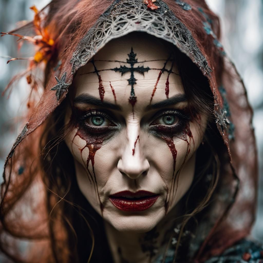 Danse Macabre Woman Portrait in Renaissance Style