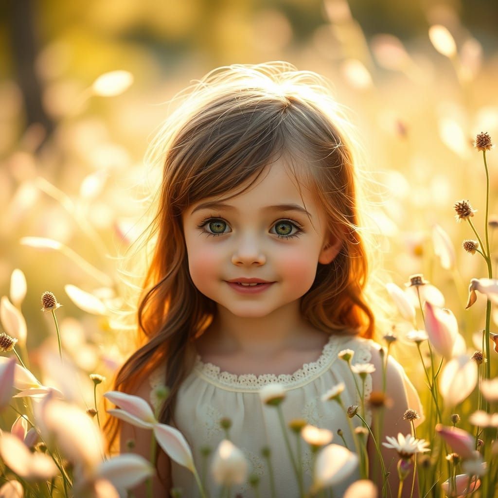 Young Girl in a Whimsical Meadow