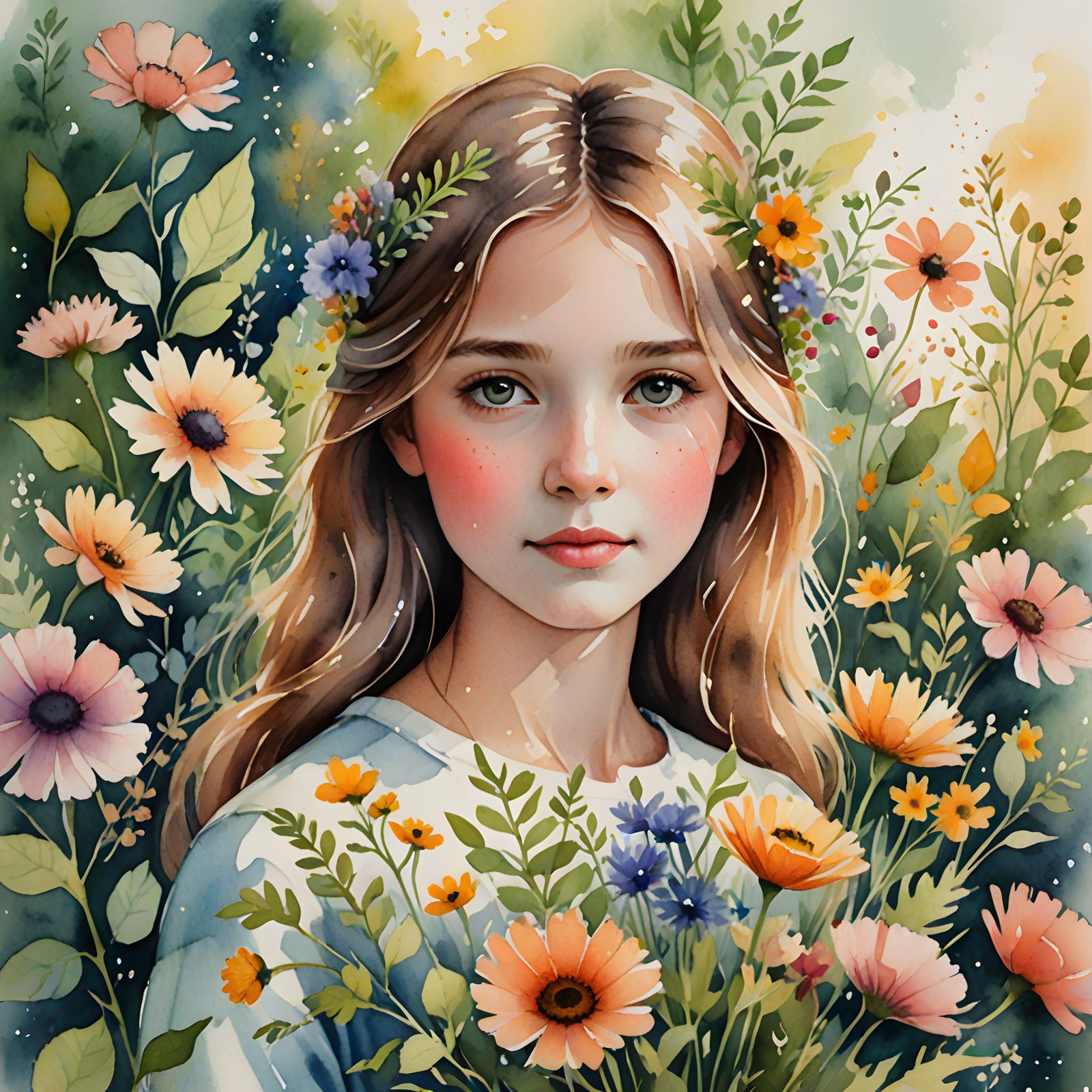 Whimsical Floral Watercolor Close-Up