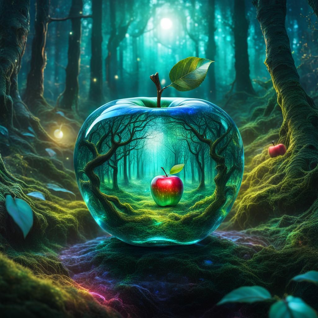 Enchanted Forest: Glass Apple Astral Illustration
