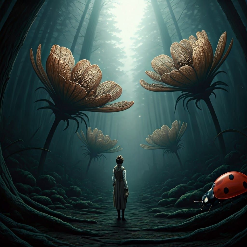 Miniature Victorian Figure in Gargantuan Gothic Forest