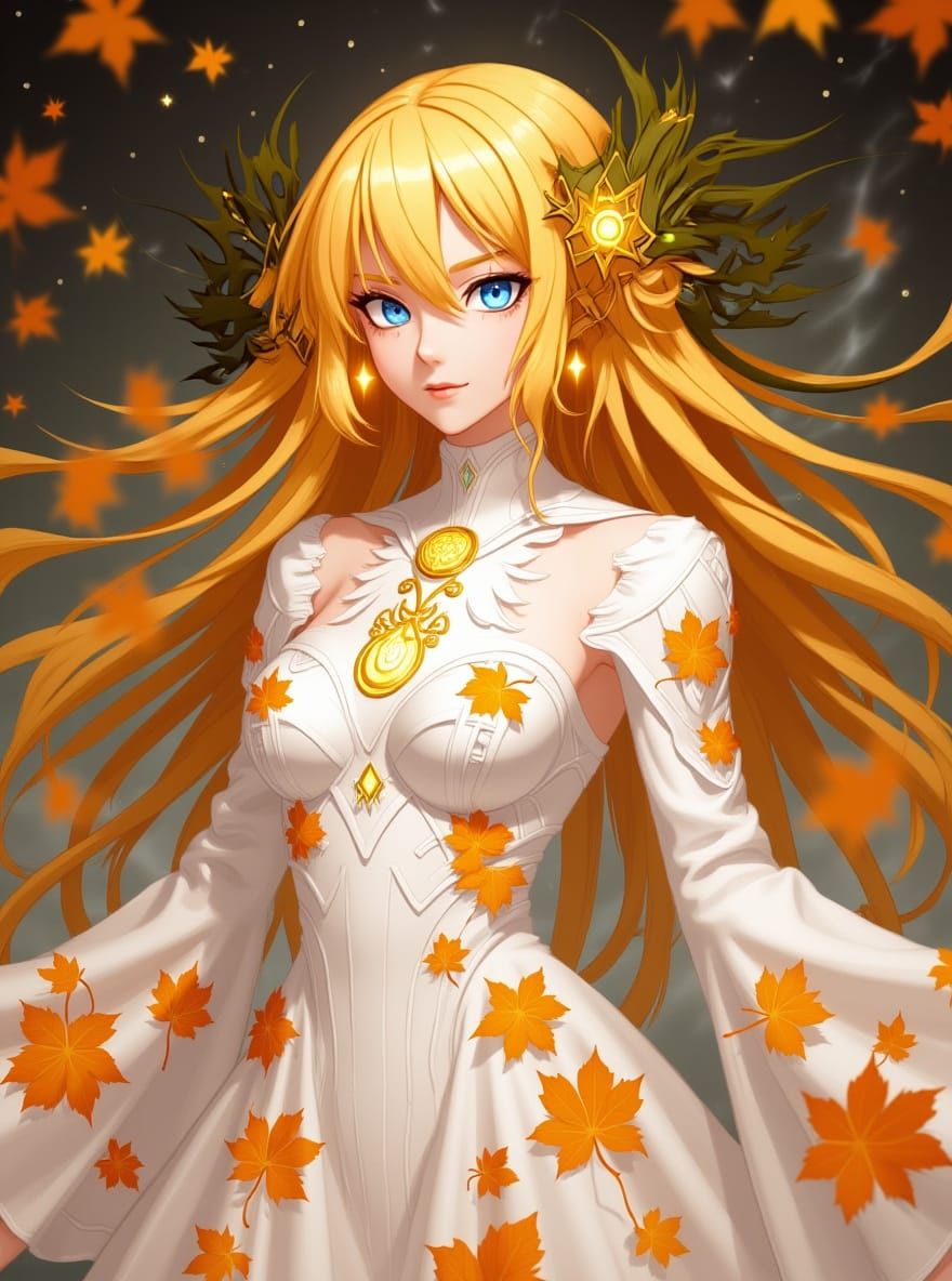 Mystical Enchantress in Shimmering Silk Gown