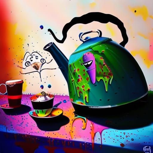 Comical Kettle and Toaster Graffiti Street Art