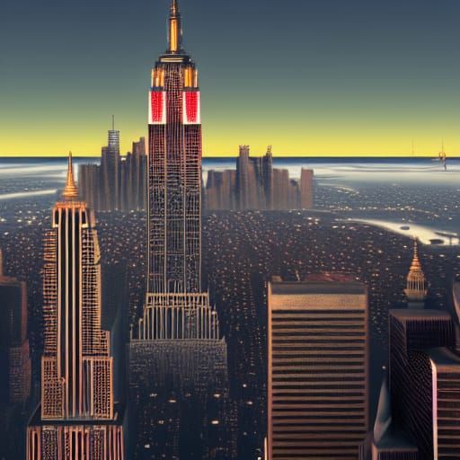 Futuristic Empire State Building, Unreal Engine Art