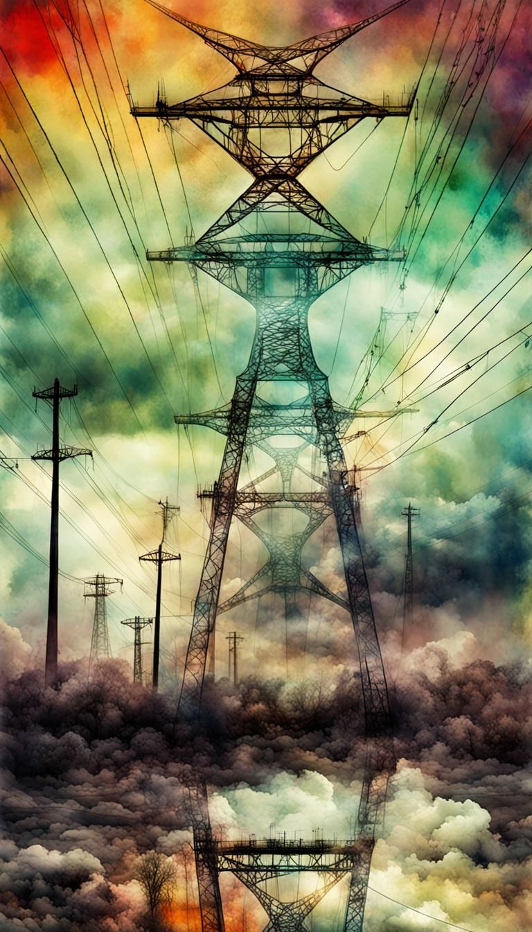 Cloud Reflected Electric Pylons