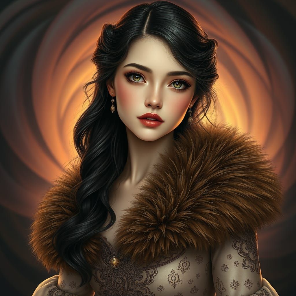 Hyperrealistic Portrait of Woman in Victorian Dress