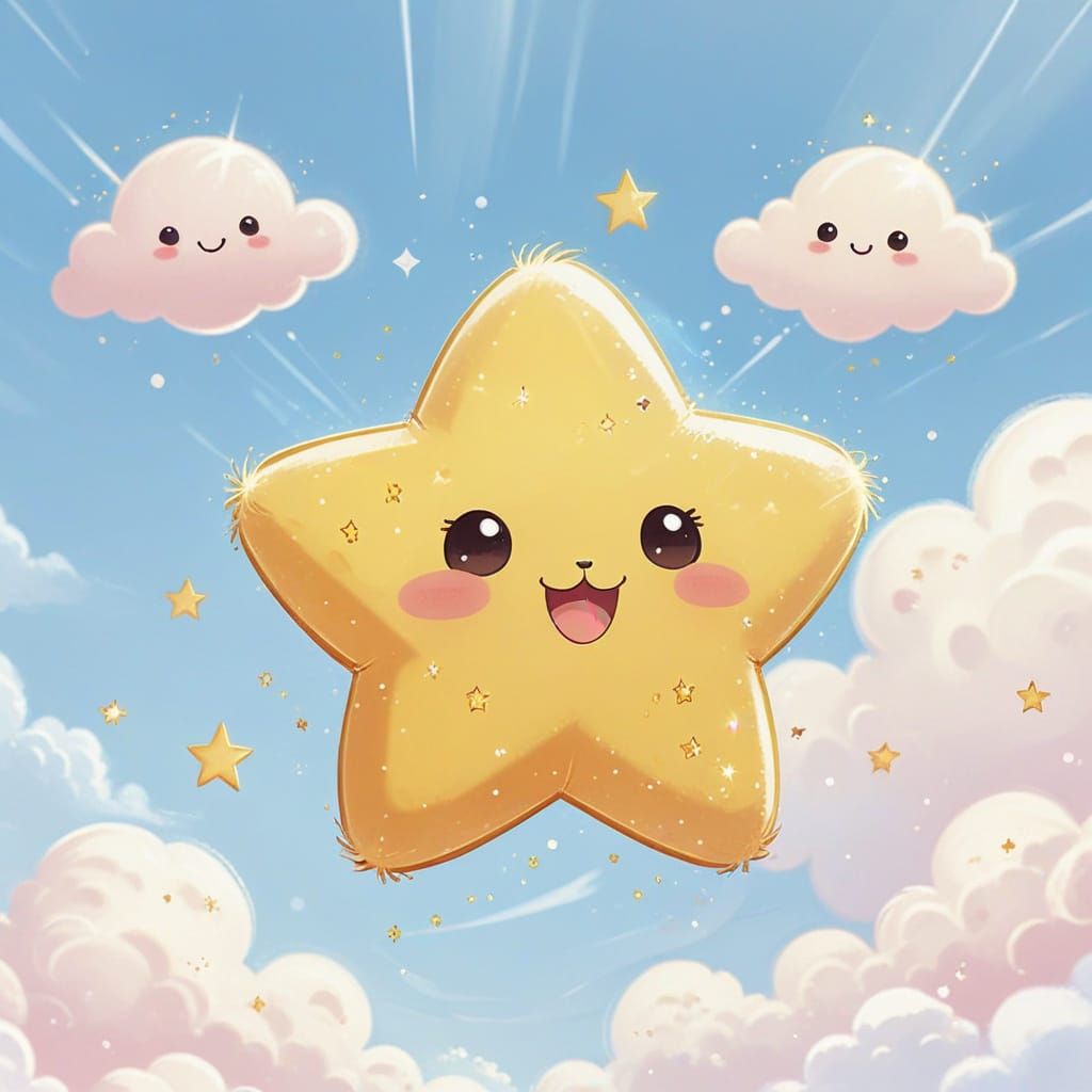Kawaii Star Anime Illustration with Sparkles
