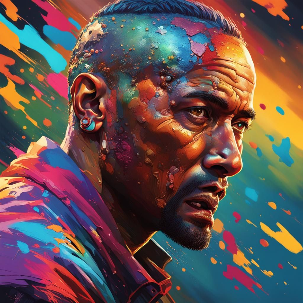 Hyperrealistic Samurai Portrait in Splash Art Style