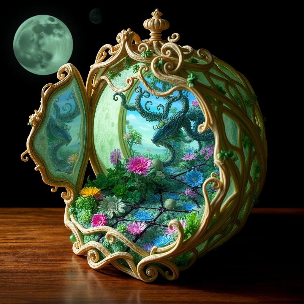 Intertwined Fantasy Landscapes in Moonshade Casket