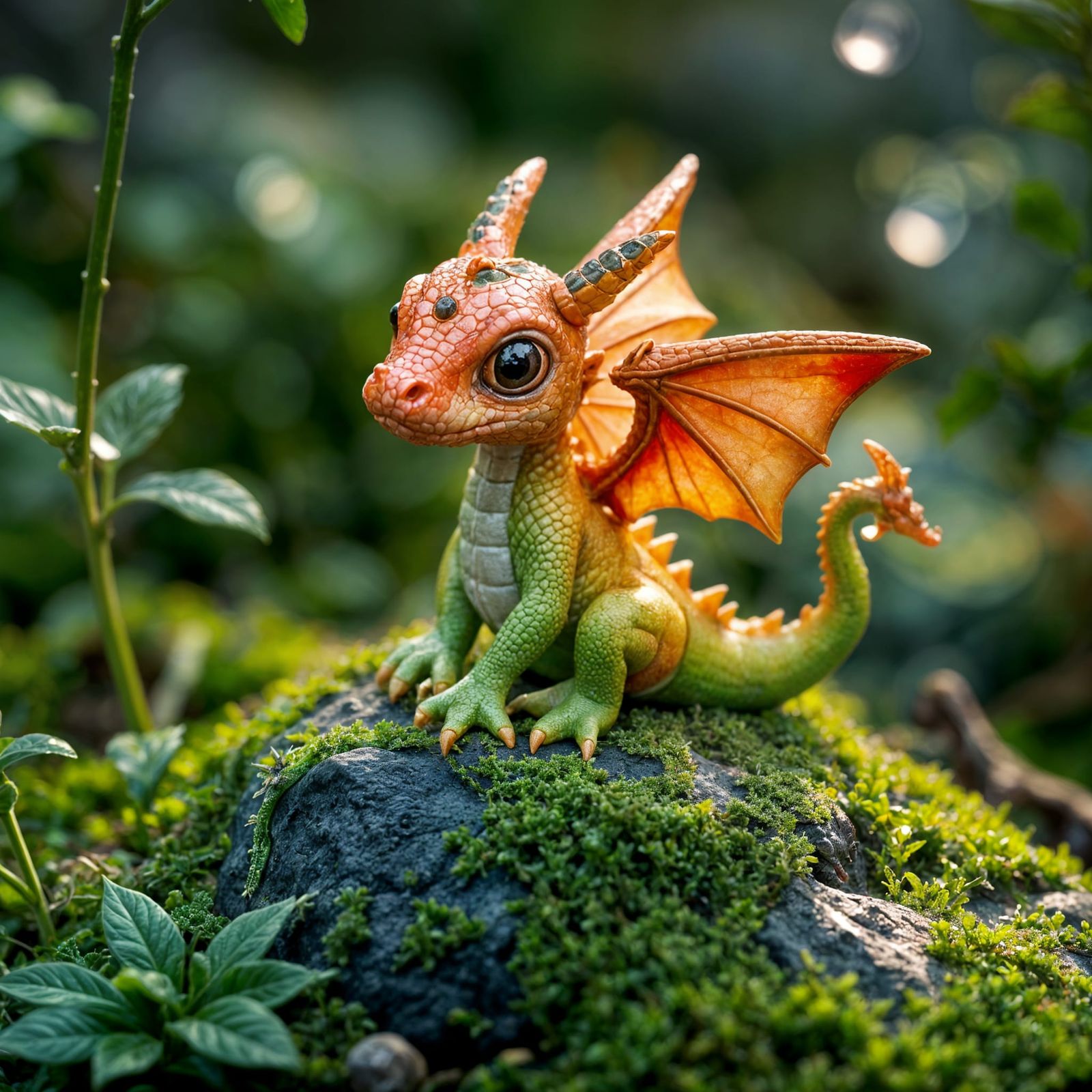 Enchanted Micro Dragon in Dewy Garden