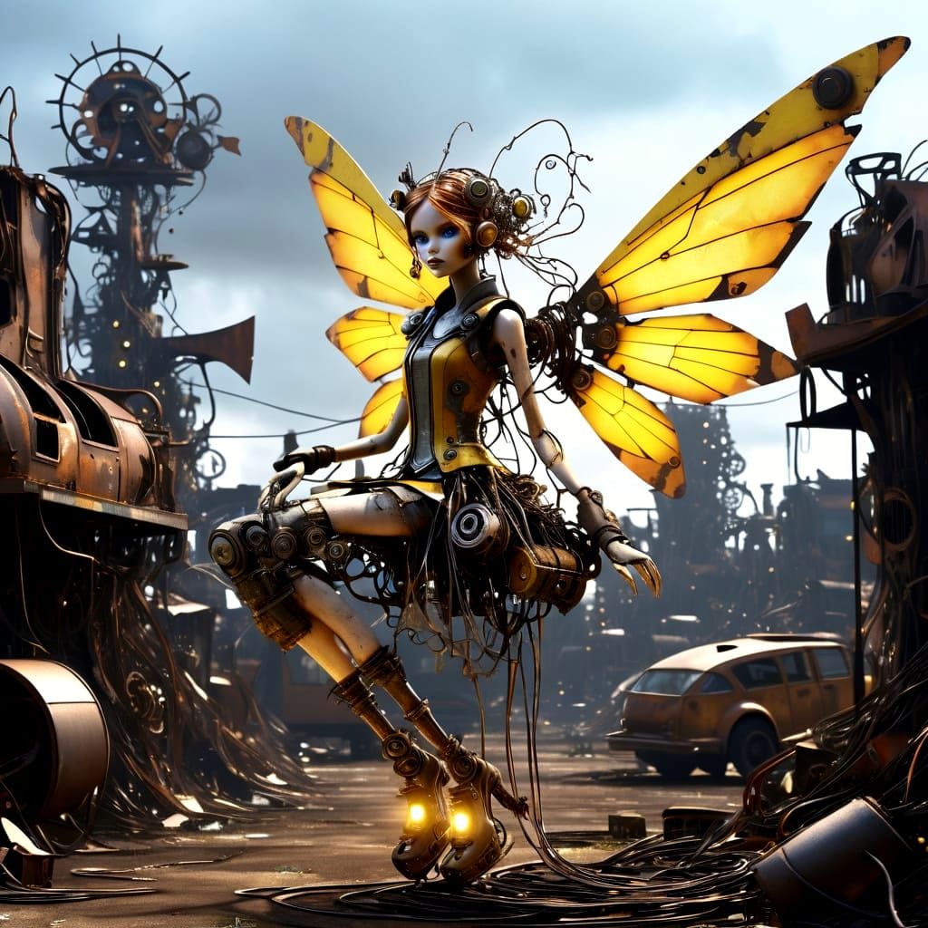 Metal Fairy in Junkyard, Dystopian Science Fiction