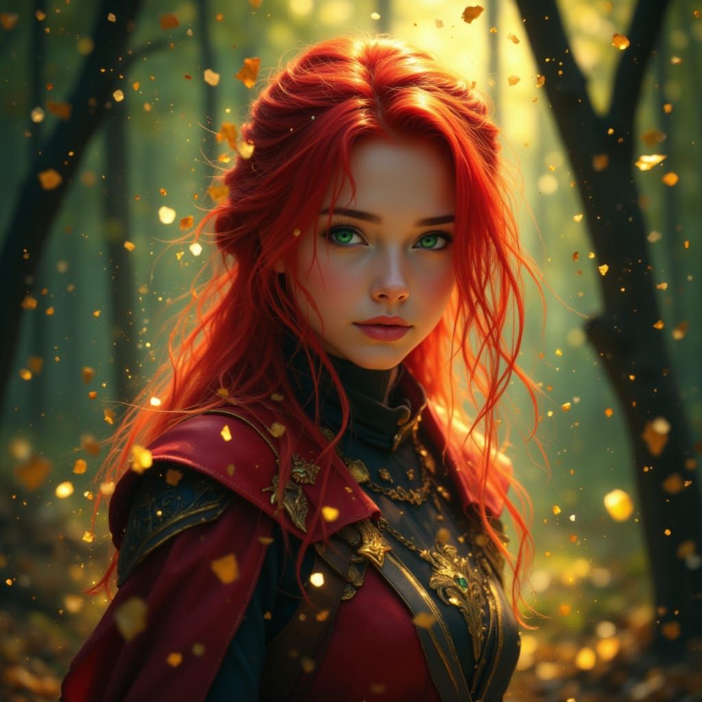 Cute Female Adventurer in Golden Forest