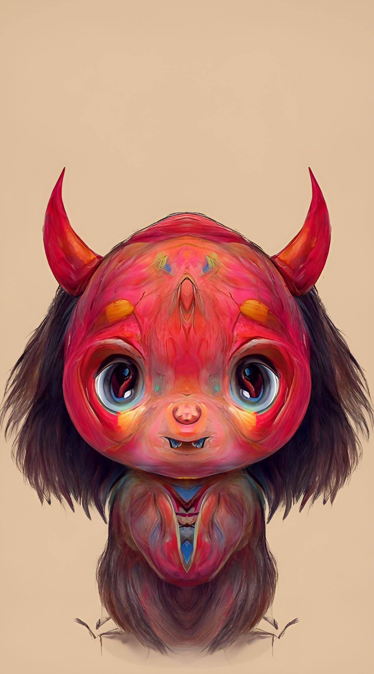 Colorful Chibi Red Demon Digital Art