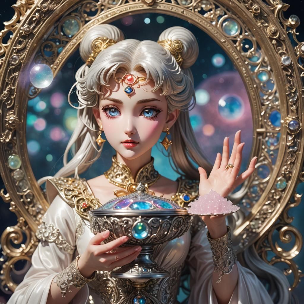 Sailor Moon Holding Ornate Platinum Salt Cellar