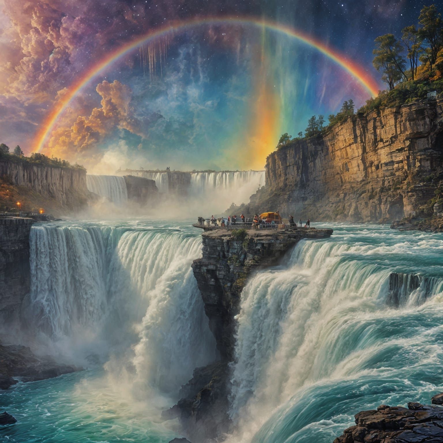 Cosmic Niagara Falls in Comic Art Style