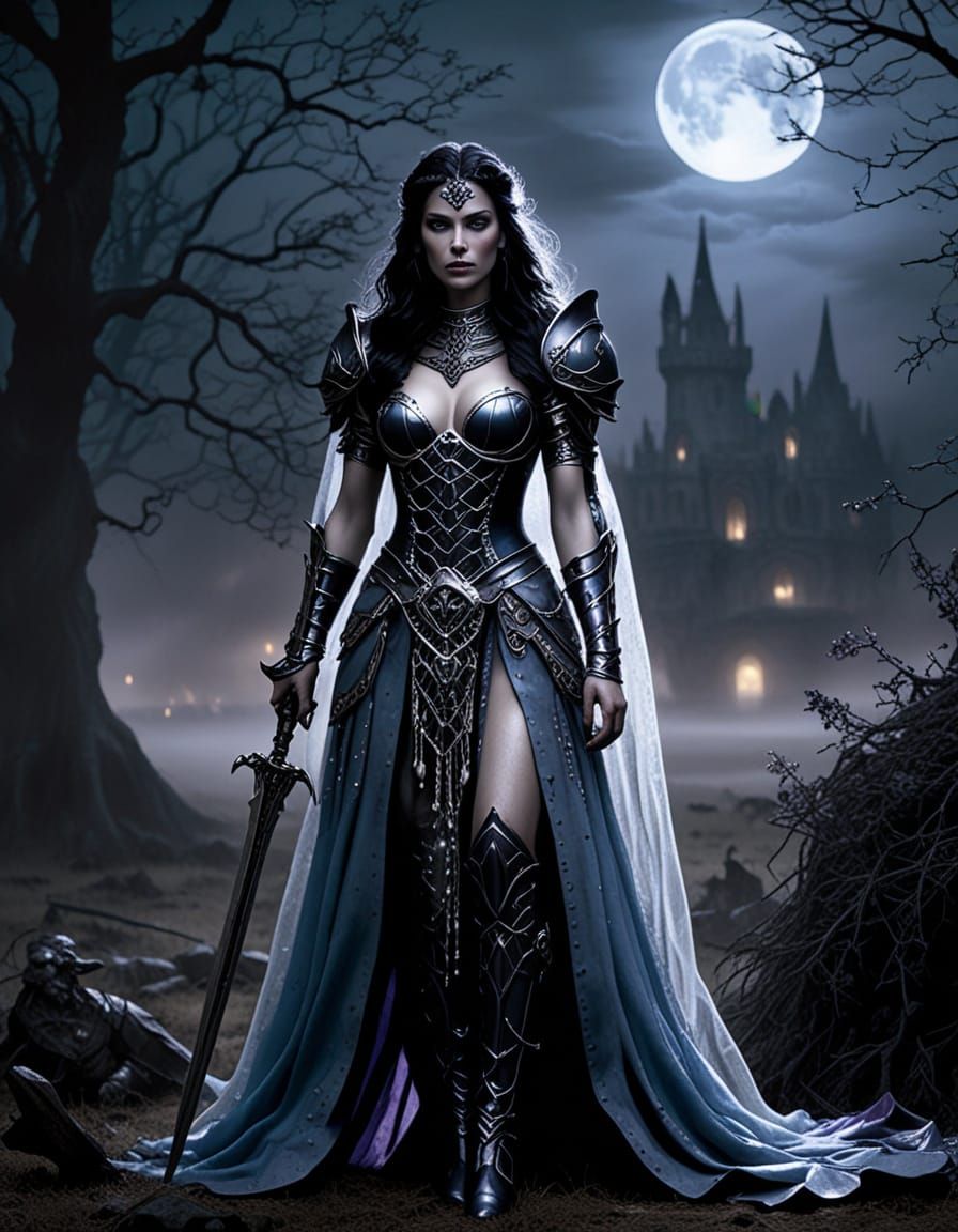 Ethereal Warrior Woman Ghost on Battlefield