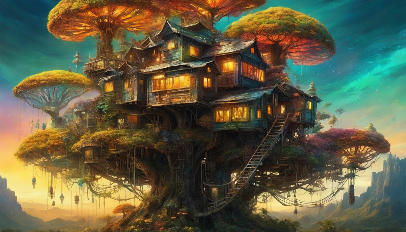 Circuit Board Treehouse in Fairycore Style