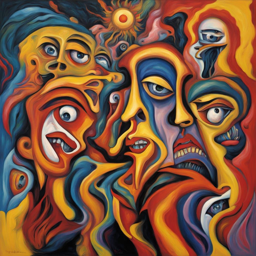 Collapsing Cityscape Amidst Chaotic Expressionism