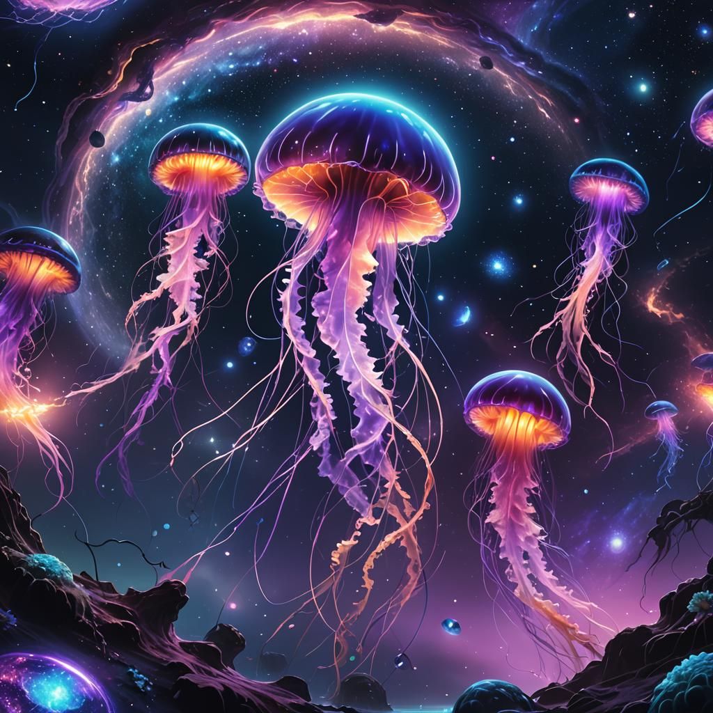 Galaxy and Ocean Jellyfish Fantasy Concept Art