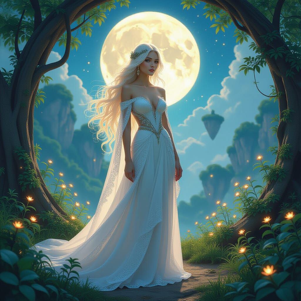 Celestial Stardust Goddess in Art Nouveau Style