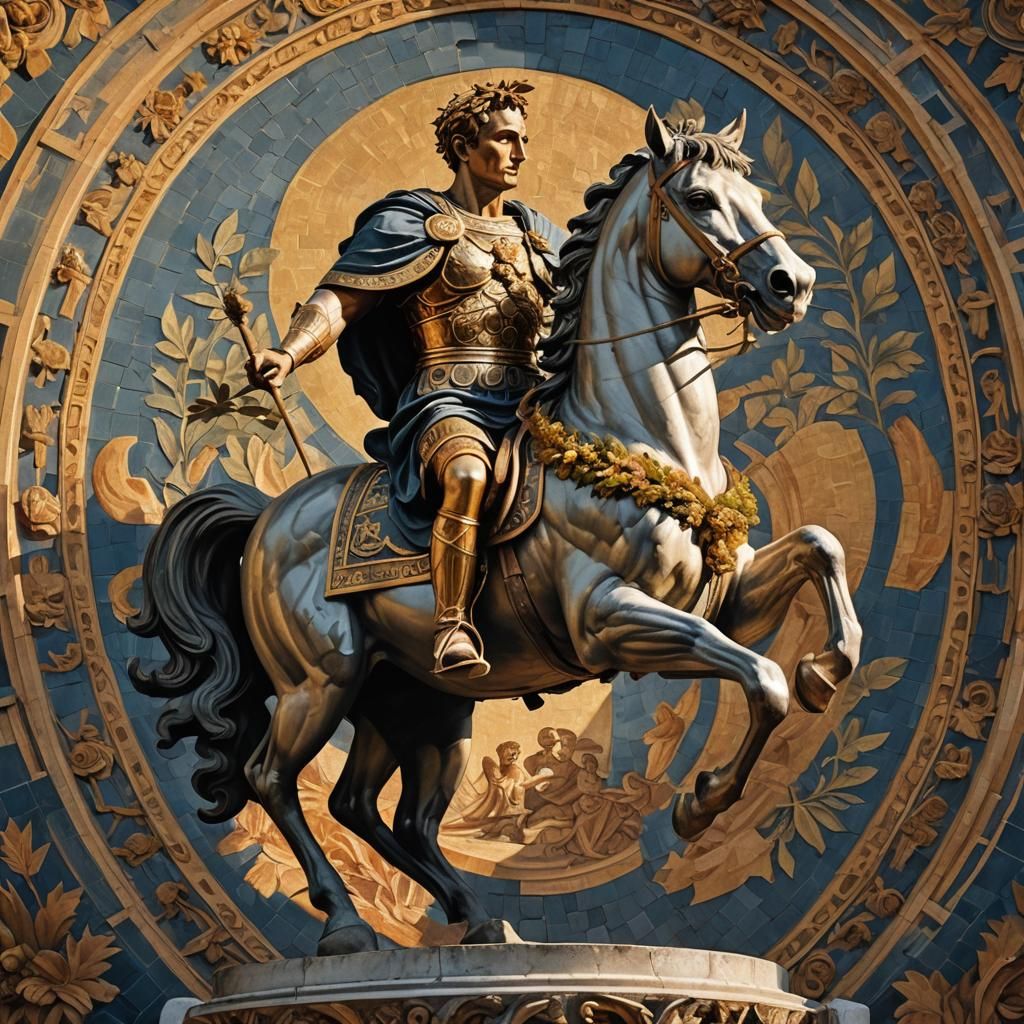 Julius Caesar on Horseback in Ancient Rome
