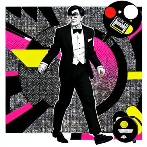 Jackie Chan in Bold Dot Art Style