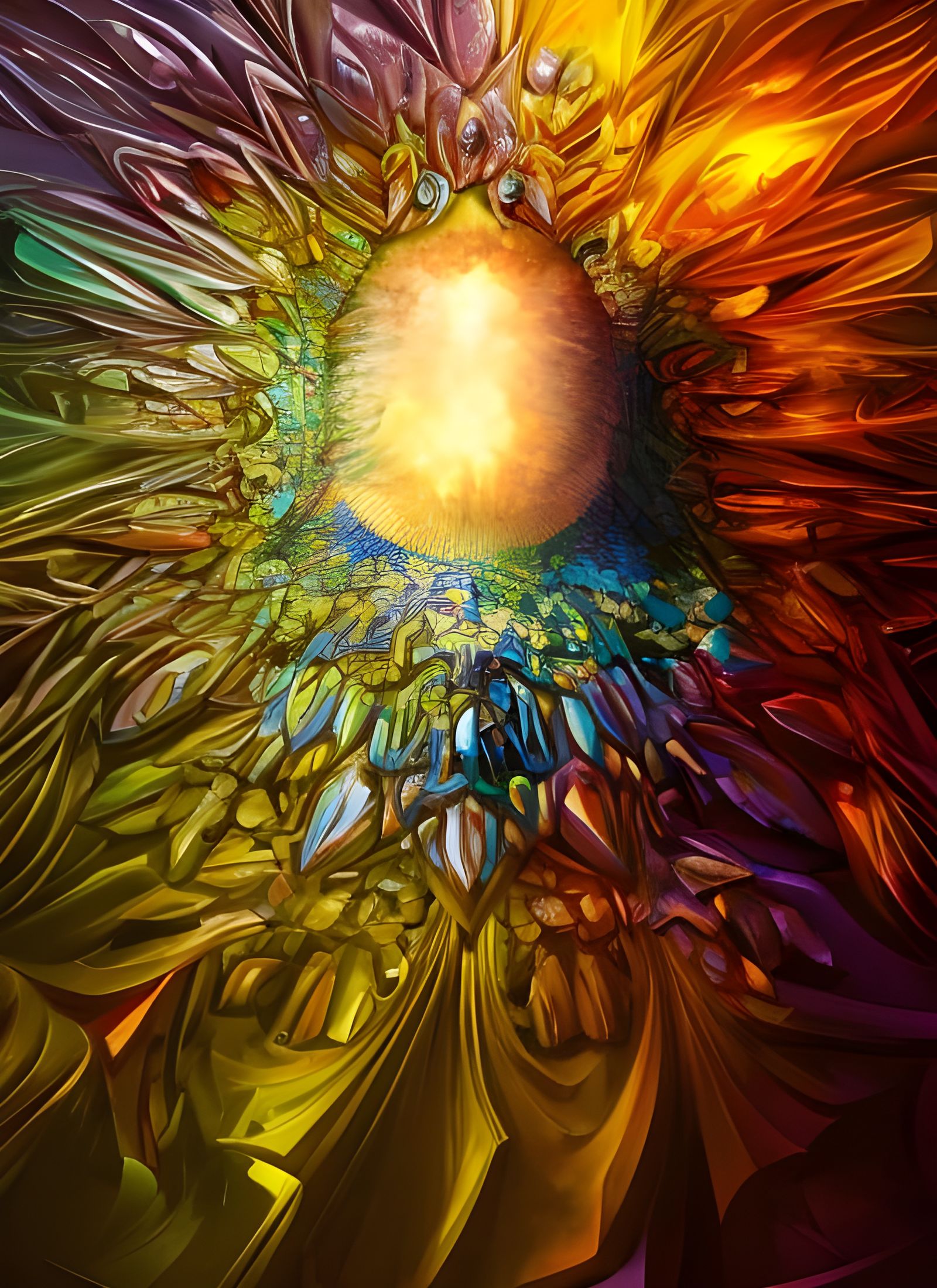 Geometric Abstract: Intricate Polychromatic Hyperrealism