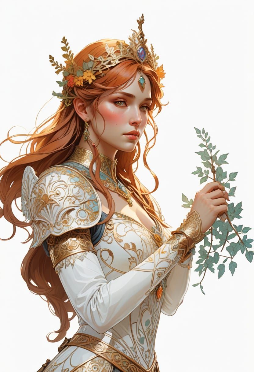 Regal Warrior in Vibrant Forest Landscape