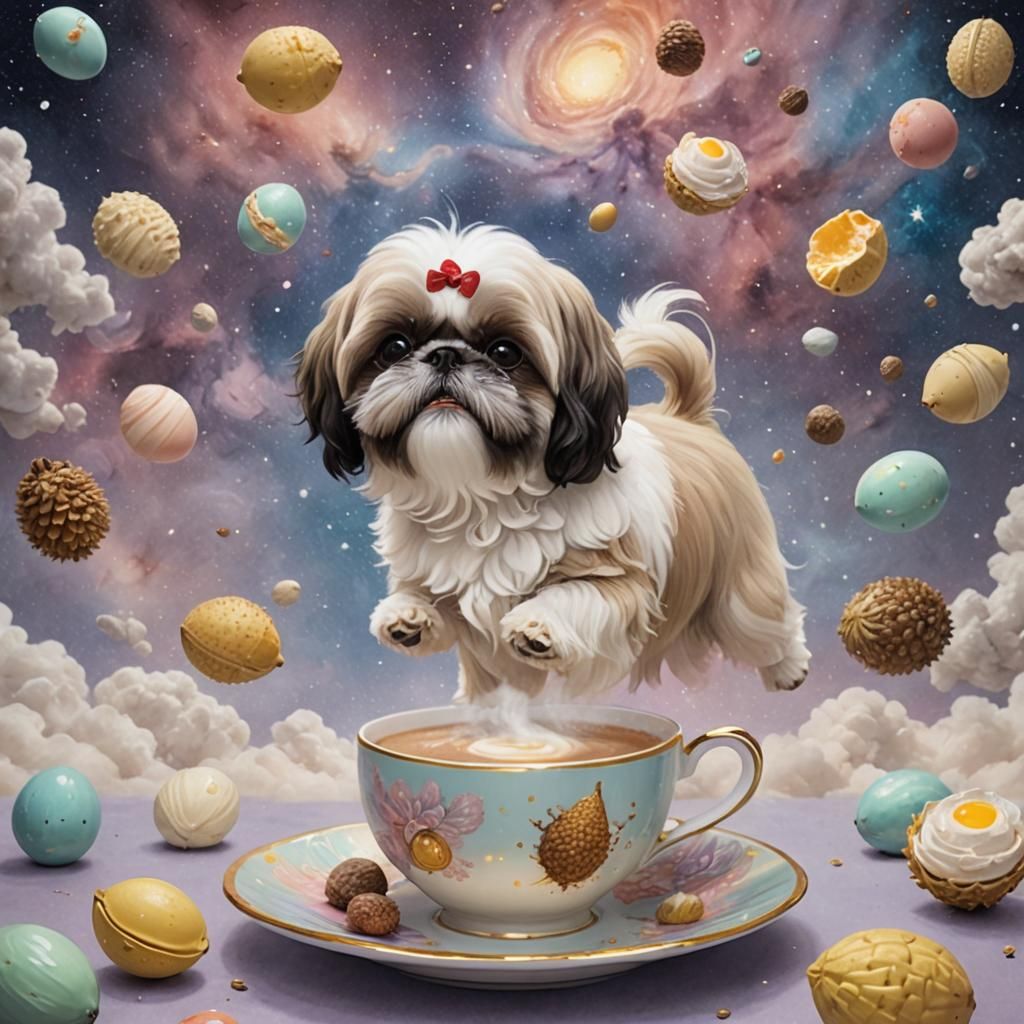 Ghibli Style Shih Tzu Dog in Space