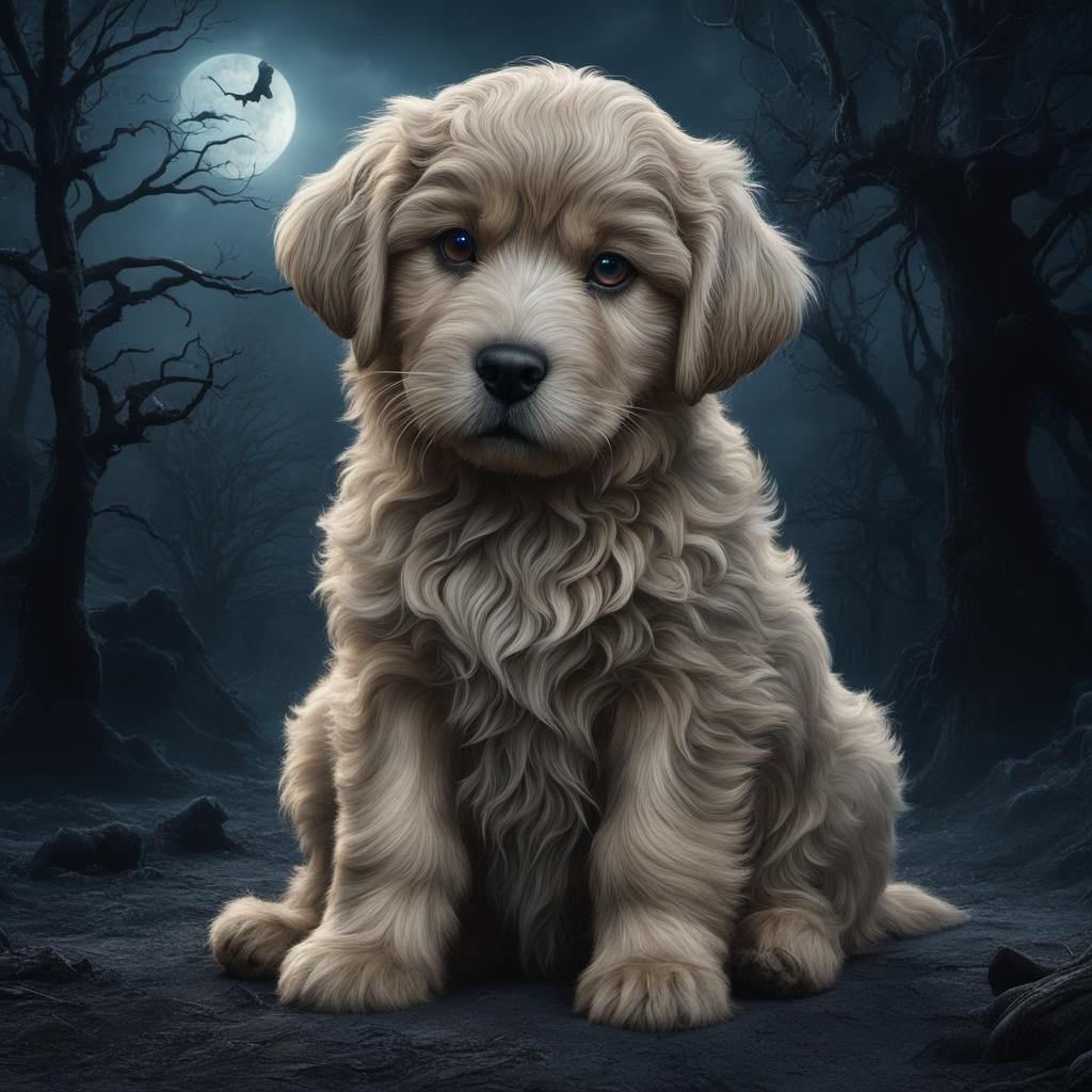 Haunted Human Puppy Transformation: Detailed Matte Painting