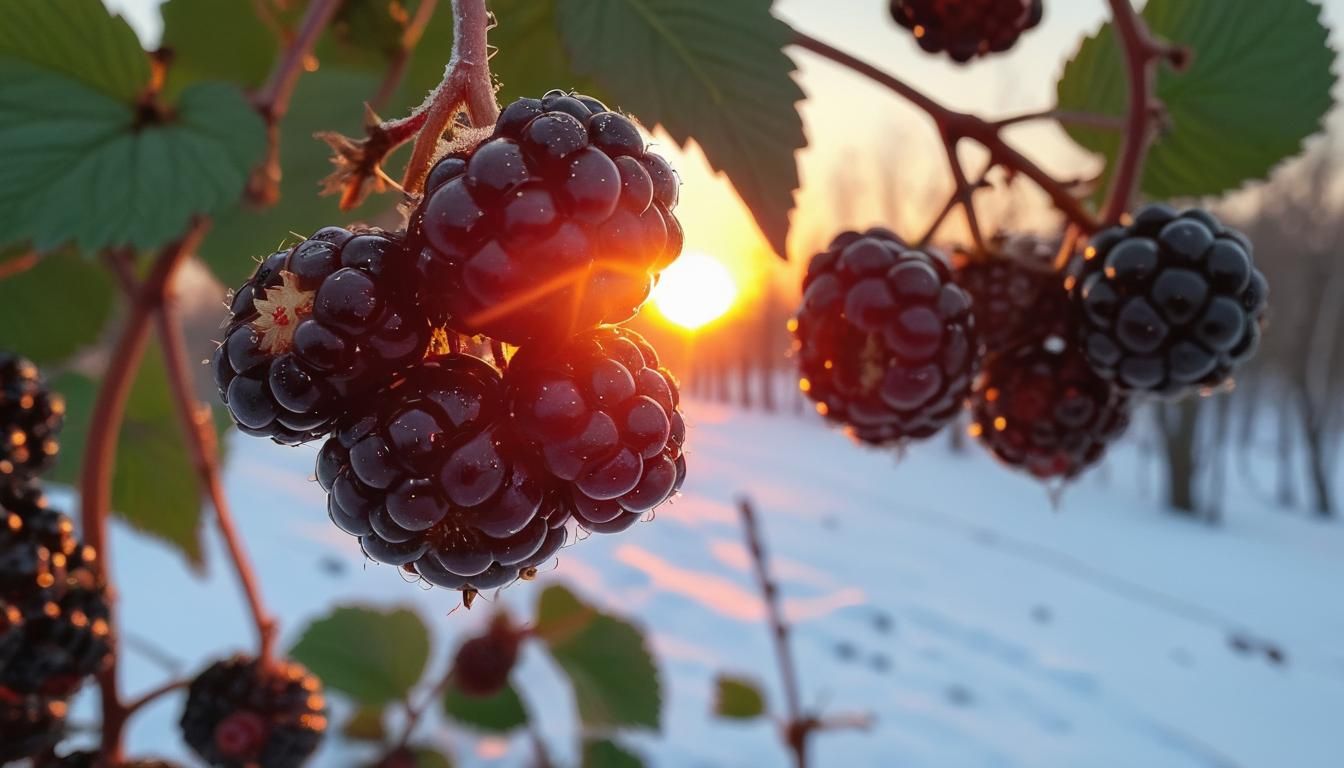 Blackberries at Sunrise in Wintery Russia